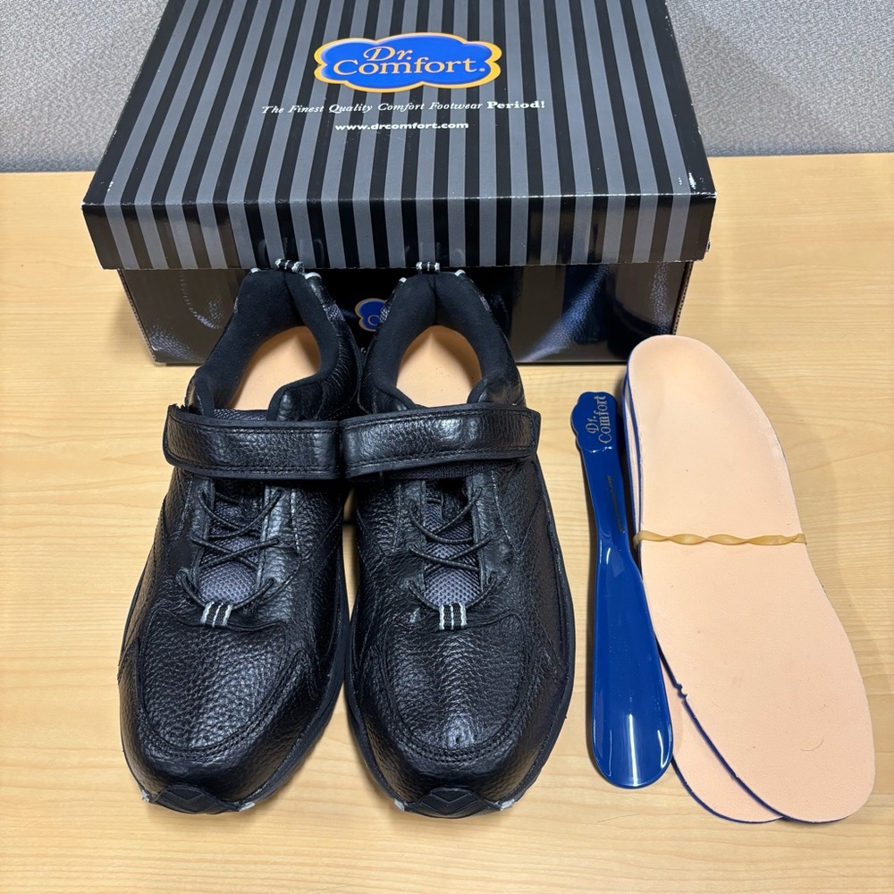 Dr. Comfort Winner 5710 Mens Black Leather Orthopedic Lace Up Shoes Size 11 W